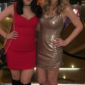 Tobi Gold Sequin Party Dress